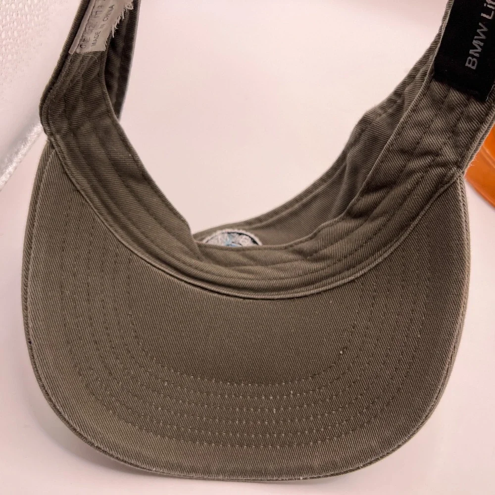 BMW Lifestyle Adjustable Sun Visor Hat Olive Green Embroidered Logo One Size